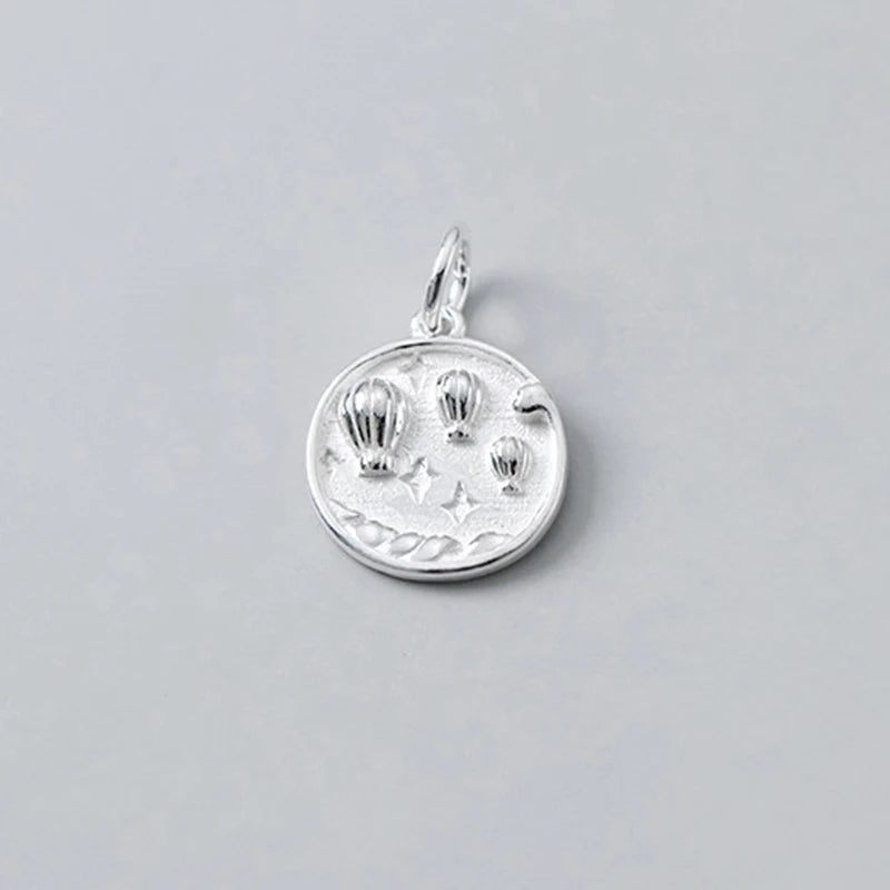 925 Silver Hot Air Balloon Charms DIY Necklace Accessory Gift