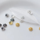 10pcs 925 Sterling Silver Flower Bead Caps Charms DIY Jewelry Accessory