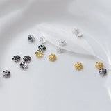 10pcs 925 Sterling Silver Flower Bead Caps Charms DIY Jewelry Accessory