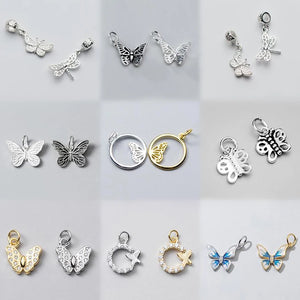 Romantic 925 Sterling Silver Butterfly Insect Charms for DIY Necklace Bracelet