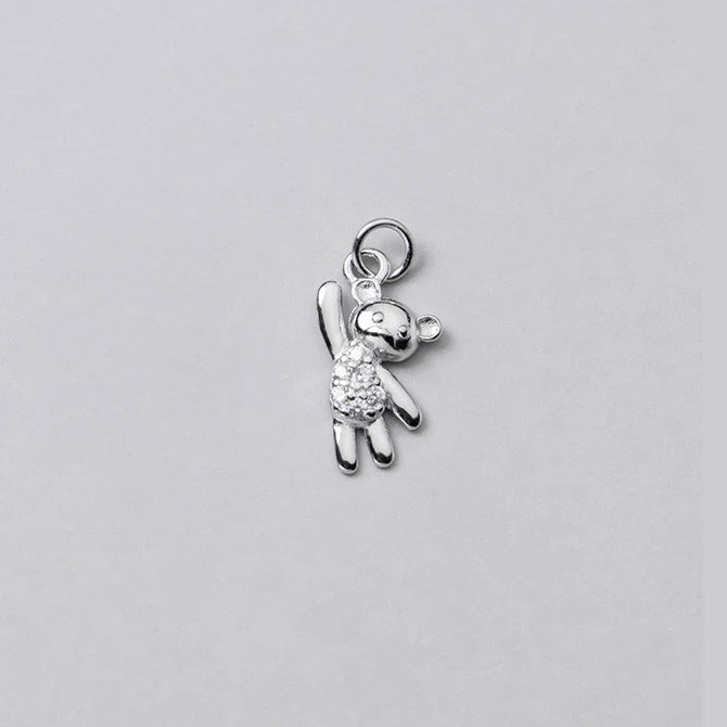925 Sterling Silver Bear Zircon Pandent - DIY Necklace Accessory
