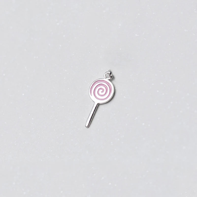 925 Silver Lollipop Charms for DIY Necklace Decoration