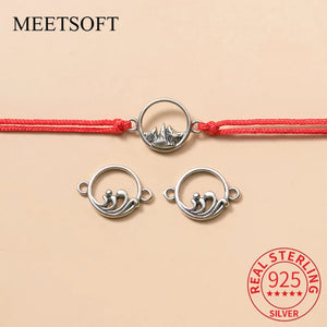 925 Silver Mountains & Waves Charms DIY Jewelry Couple Bracelet Accessory