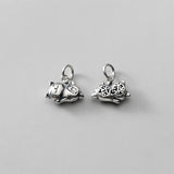 925 Sterling Silver Cat Hollow Charms for Jewelry Necklace