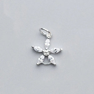 Romantic S925 Silver Flower Zircon Charms Necklace Accessory