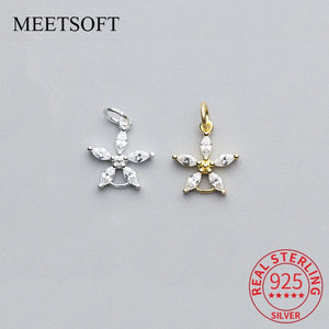 Romantic S925 Silver Flower Zircon Charms Necklace Accessory