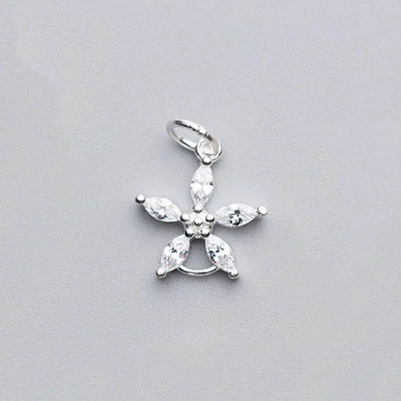 Romantic S925 Silver Flower Zircon Charms Necklace Accessory