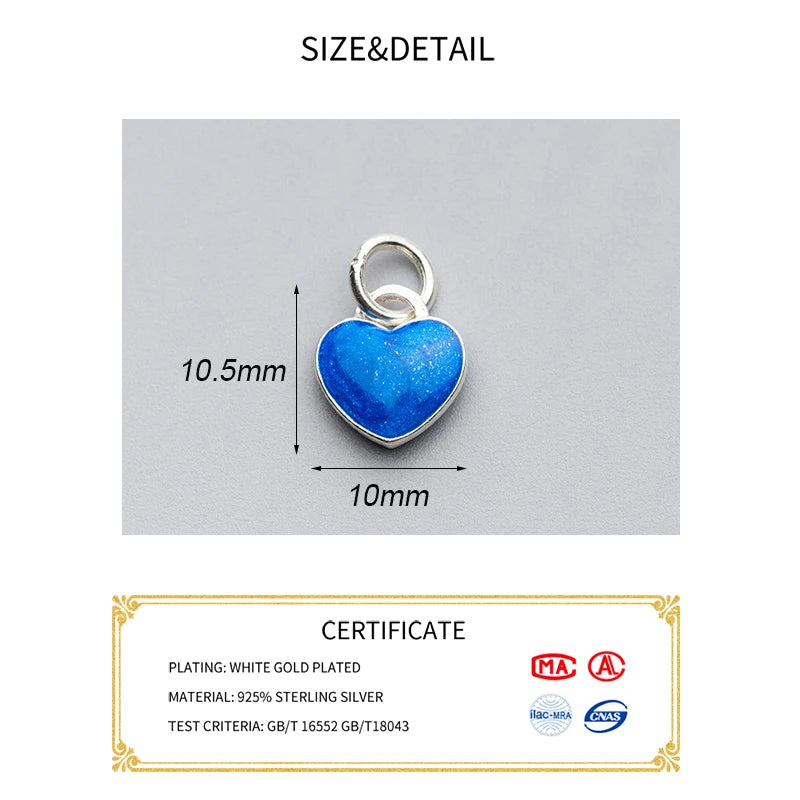 Sterling Silver Heart Charms for DIY Necklace