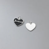 S925 Sterling Silver Peach Heart English Letter Charms