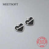 S925 Sterling Silver Peach Heart English Letter Charms