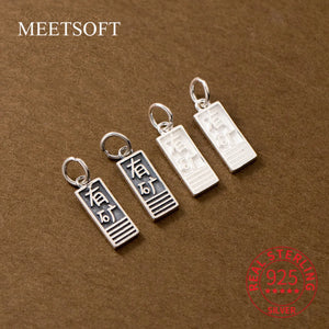 S925 Chinese Character Flush With Cash Pendant Charms