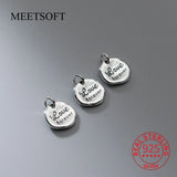 S925 Sterling Silver Distressed Letter Pendant Charms DIY Necklace Accessory