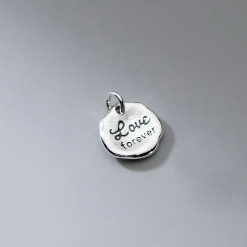 S925 Sterling Silver Distressed Letter Pendant Charms DIY Necklace Accessory