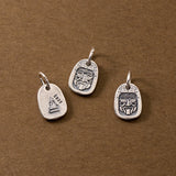 S925 Square Face Pendant Charms for DIY Necklace