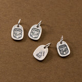 S925 Square Face Pendant Charms for DIY Necklace