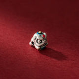 S925 Sterling Silver Enamel Fu Character Lion Bead
