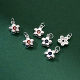 Sterling Silver Enamel Flower Pendant Charm 8mm