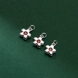 Sterling Silver Enamel Flower Pendant Charm 8mm