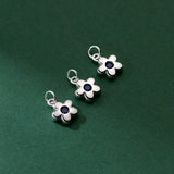 Sterling Silver Enamel Flower Pendant Charm 8mm