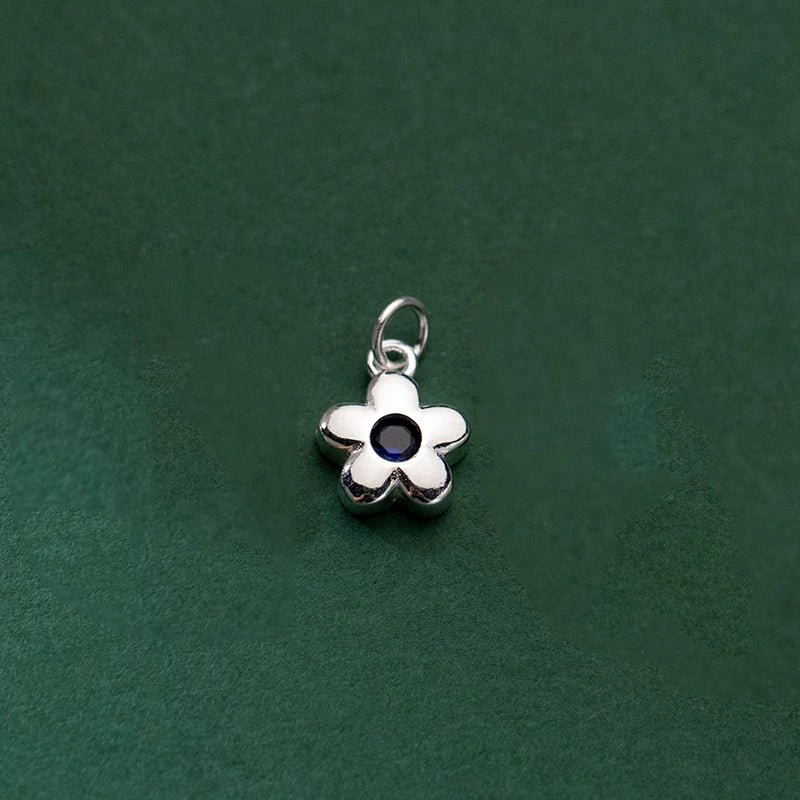 Sterling Silver Enamel Flower Pendant Charm 8mm