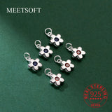 Sterling Silver Enamel Flower Pendant Charm 8mm