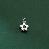 Sterling Silver Enamel Flower Pendant Charm 8mm