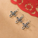 S925 Sterling Silver Retro Distressed Bowknot Charms DIY Hollow Pendant