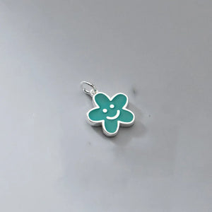 S925 Sterling Silver Floral Smiley Pendant Charms