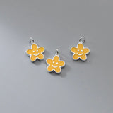 S925 Sterling Silver Floral Smiley Pendant Charms