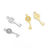 S925 Silver Zircon Key Dog Moon Charms for DIY Jewelry