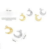 S925 Silver Zircon Key Dog Moon Charms for DIY Jewelry