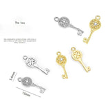 S925 Silver Zircon Key Dog Moon Charms for DIY Jewelry