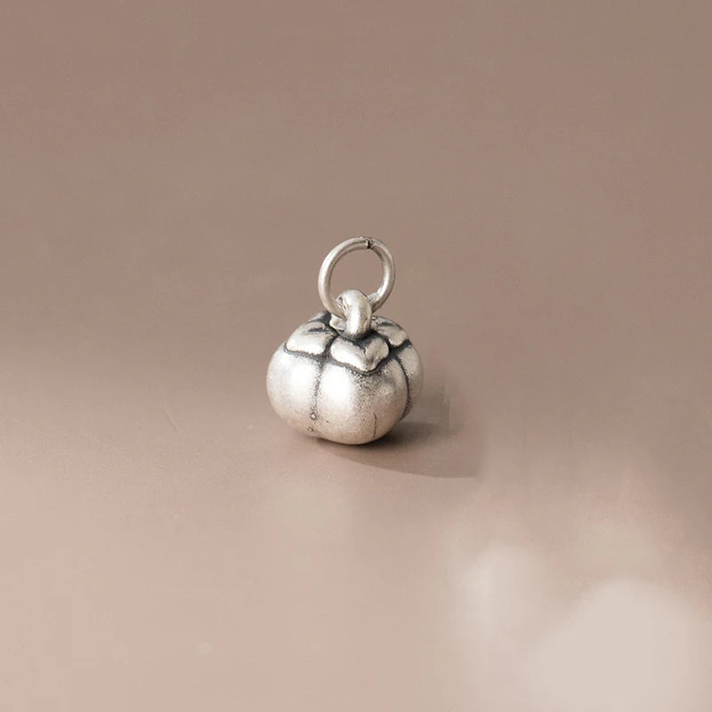 S999 3D Sterling Silver Persimmon Pendant Charms DIY Accessory