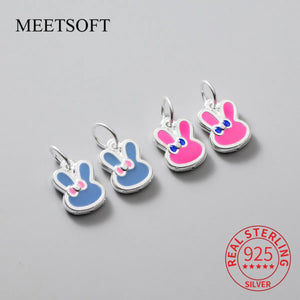 S999 3D Hard Enamel Rabbit Pendant Charms for DIY Bracelets
