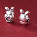 S999 3D Silver Gourd Rabbit Beads DIY Bracelets Accessory