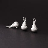 S999 3D Sterling Silver Gourd Pendant for DIY Bracelets