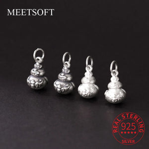 S999 3D Sterling Silver Gourd Pendant for DIY Bracelets