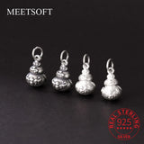 S999 3D Sterling Silver Gourd Pendant for DIY Bracelets