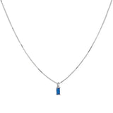 925 Silver Square Zircon Chain Necklace for Women