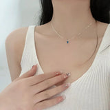 925 Silver Square Zircon Chain Necklace for Women