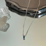925 Silver Square Zircon Chain Necklace for Women