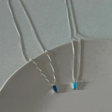 925 Silver Square Zircon Chain Necklace for Women