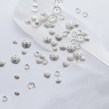 5pcs 925 Sterling Silver Hollow Flower Bead Caps for DIY Fine Jewelry