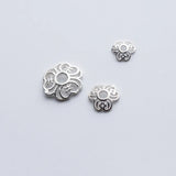 5pcs 925 Sterling Silver Hollow Flower Bead Caps for DIY Fine Jewelry