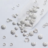 5pcs 925 Sterling Silver Hollow Flower Bead Caps for DIY Fine Jewelry