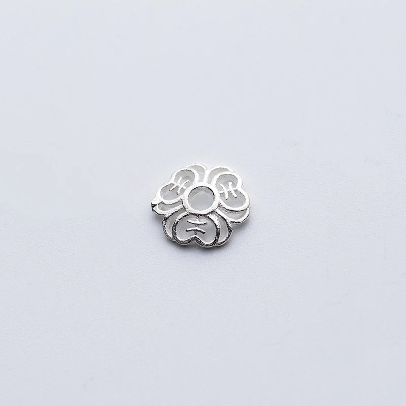 5pcs 925 Sterling Silver Hollow Flower Bead Caps for DIY Fine Jewelry