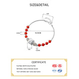 925 Silver 3D Tiger Head Red Agate Crystal Bracelet