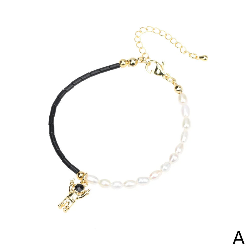925 Silver Astronaut Stone Bead Bracelet Women Jewelry