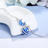 925 Silver Planet Stars Moon Bracelet for Women