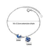 925 Silver Planet Stars Moon Bracelet for Women